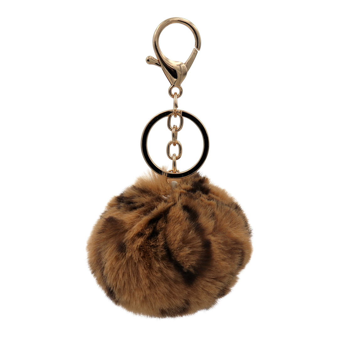 Cute Animal Faux Fur Fluffy Fuzzy Pom Pom Keychain - Unicorn