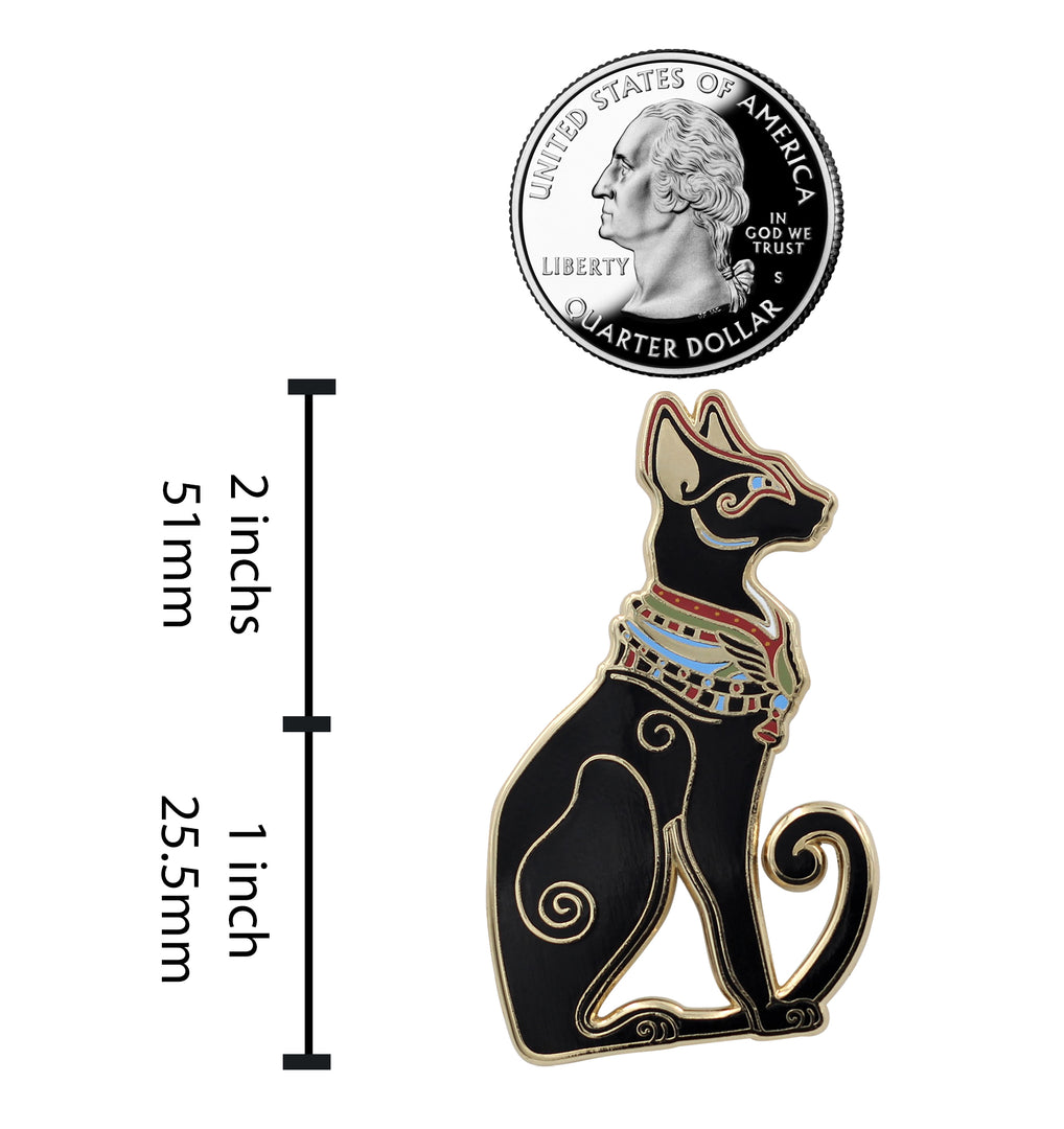 Egyptian Cat Pin - Mystic, Regal, Black Cat Enamel Pin, Ancient Egypt Bastet Lapel Pin for Hats, Jackets