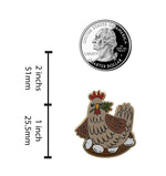 Load image into Gallery viewer, Chicken with Eggs Pin - Adorable Hen with Nest Enamel Pin - Mother Hen Lapel Pin
