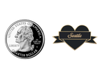 Load image into Gallery viewer, I Heart Seattle Enamel Pin – Black & Gold City Pin