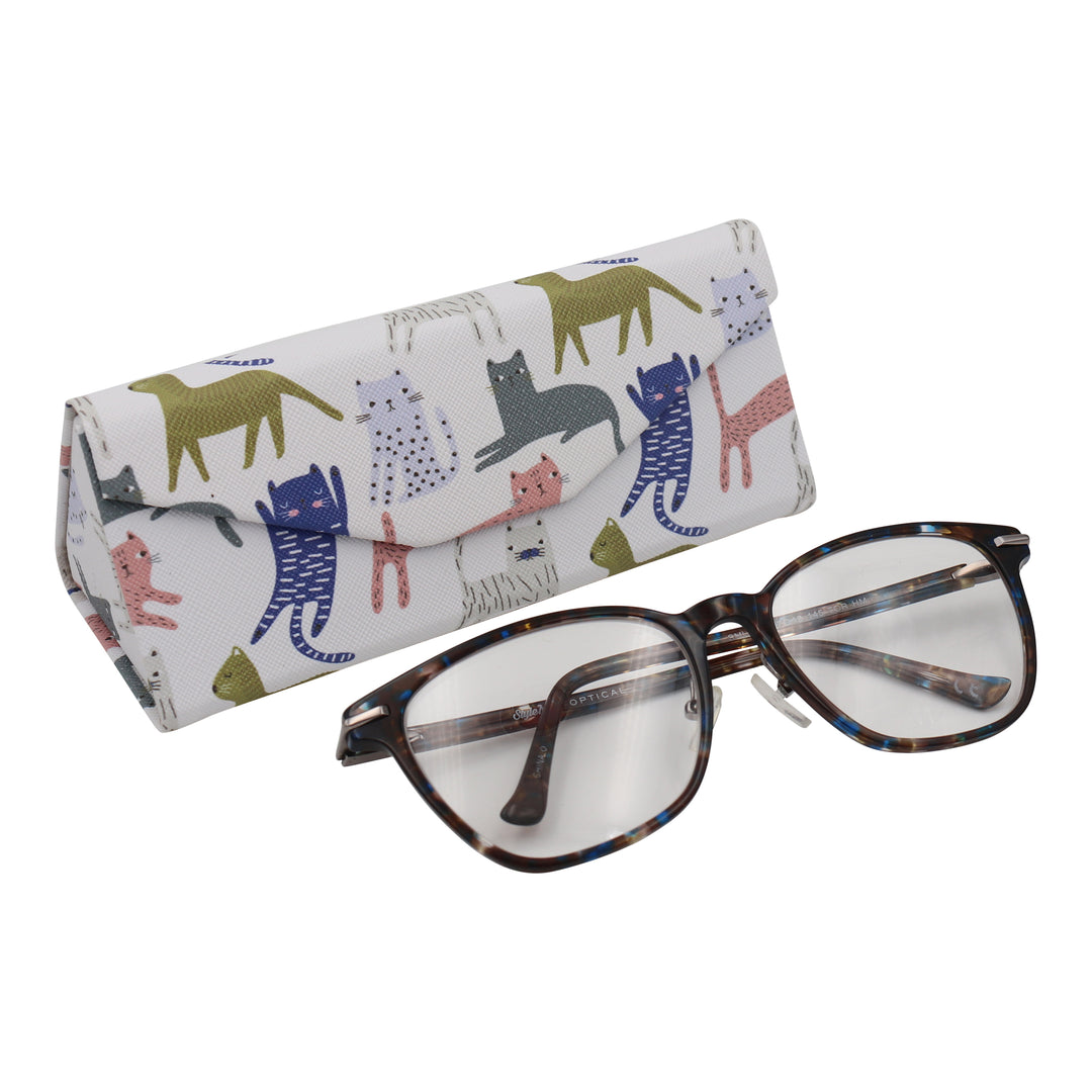 Indie Cat Print Glasses Case - Vegan Leather Magic Folding Hardcase