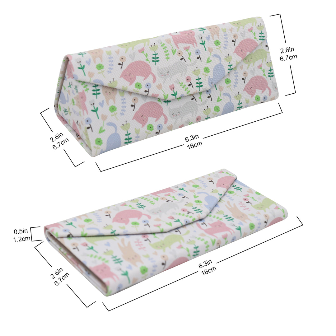 Cat Print Glasses Case - Vegan Leather Magic Folding Hardcase