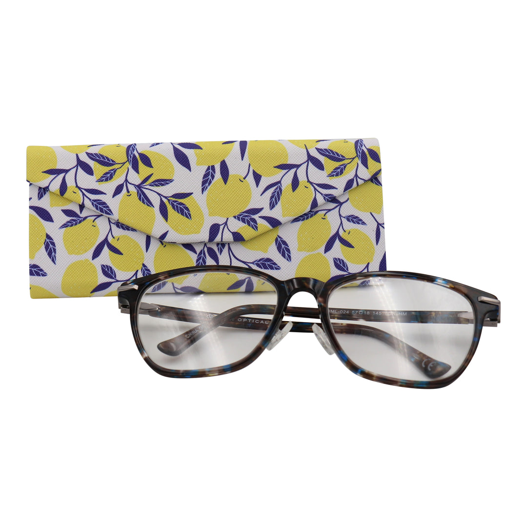 Lemon Print Glasses Case - Vegan Leather Magic Folding Hardcase