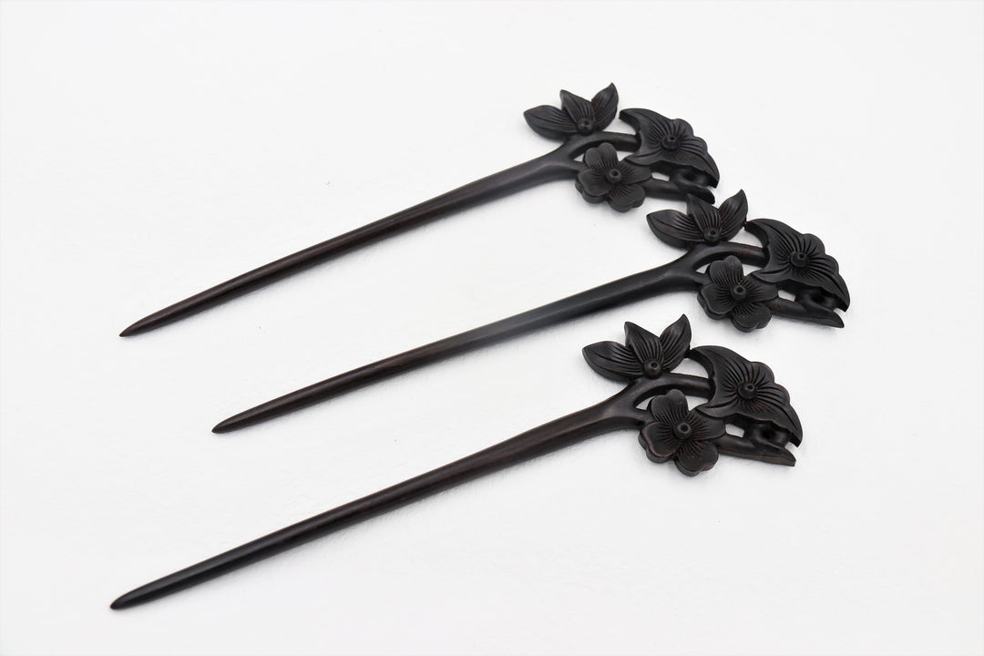 Dark Sandalwood, Wood Hair Pin, Clip, Hair Sticks - Tiger Lily