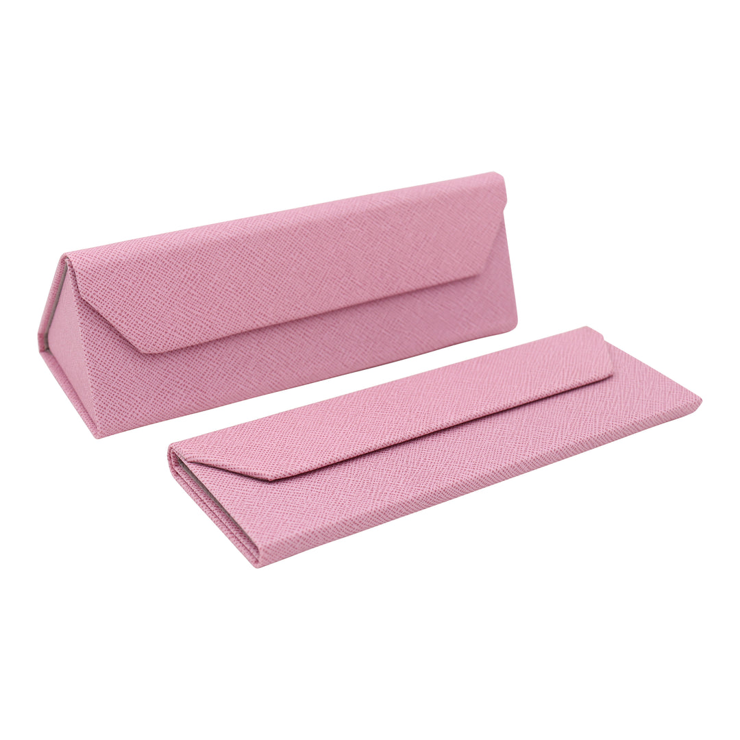 Pink Solid Color Glasses Case - Vegan Leather Magic Folding Hardcase