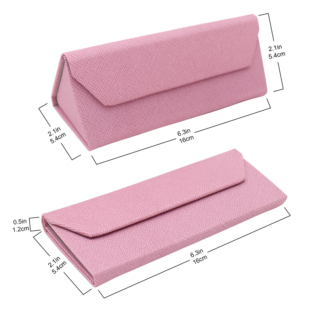 Pink Solid Color Glasses Case - Vegan Leather Magic Folding Hardcase
