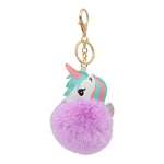 Load image into Gallery viewer, Fuzzy Unicorn Keychain - Cute Animal Faux Fur Fluffy Fuzzy Pom Pom Keychain