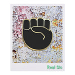 Load image into Gallery viewer, Raised Fist Emoji - Black & Gold Enamel Pin