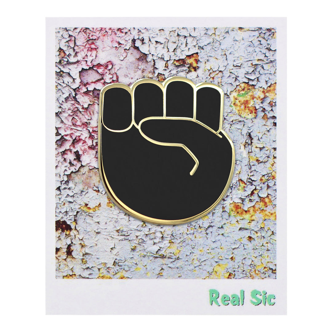 Raised Fist Emoji - Black &amp; Gold Enamel Pin
