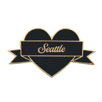 Load image into Gallery viewer, I Heart Seattle Enamel Pin – Black & Gold City Pin