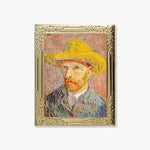 Load image into Gallery viewer, Self-Portrait with Straw Hat by Vincent Van Gogh Art Frame Pin - Museum Souvenir Fine Art Lapel Pin