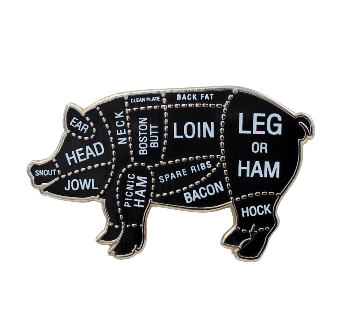 Pig Butcher Cuts Enamel Pin - Pork Diagram Lapel Pin for Hats