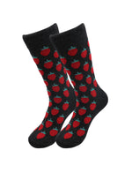 Load image into Gallery viewer, delicious-food-fruits-strawberry-fruit-funny-fun-cotton-black-socks-for-men-women-by-real-sic (2)