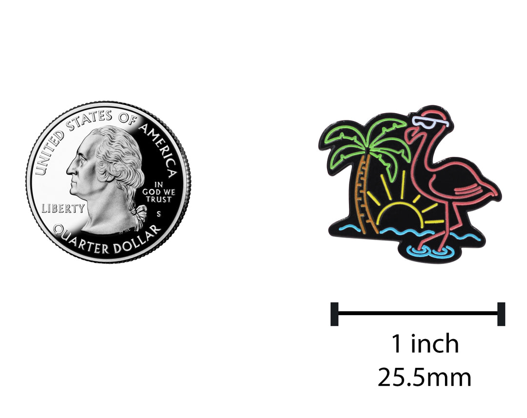 Neon Flamingo - Chill Life Flamingo Beach Enamel Pin