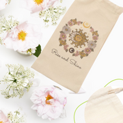 Rise And Shine Drawstring Cotton Bag - Celestial Sun Moon Good Vibe Pouch - 13