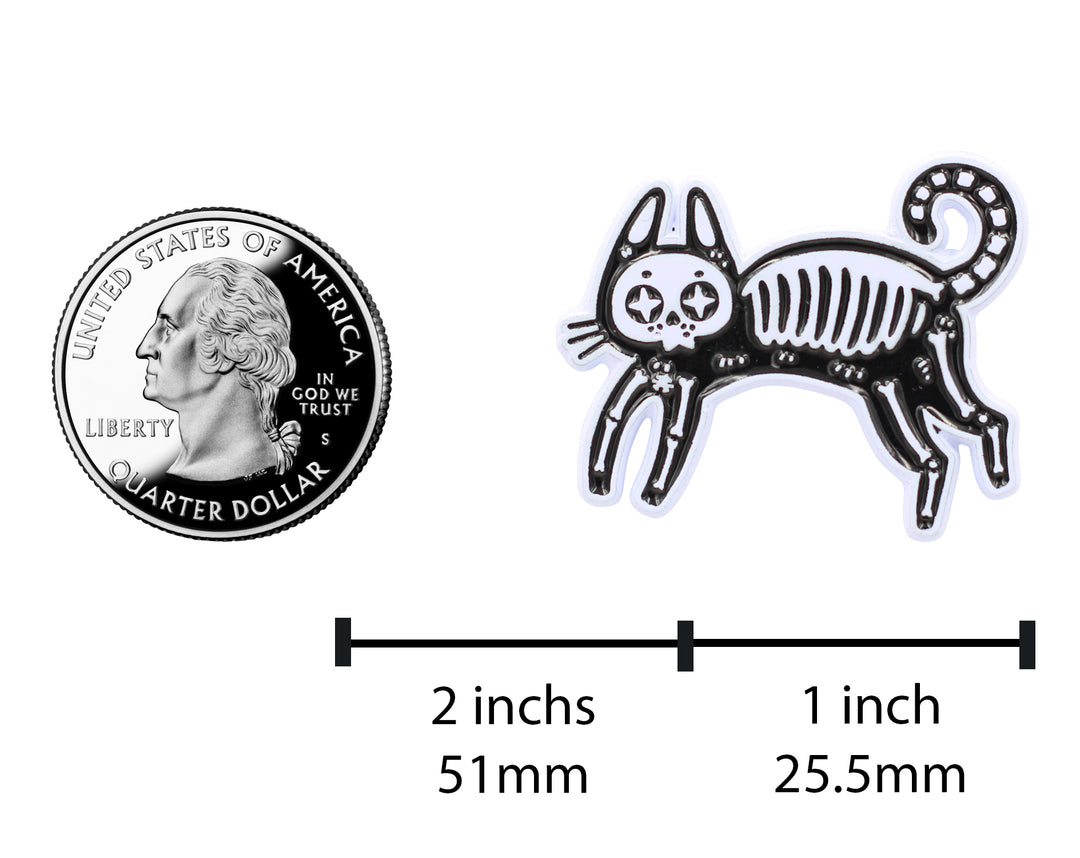 Skeleton Cat Enamel Pin - Black Cat Pin