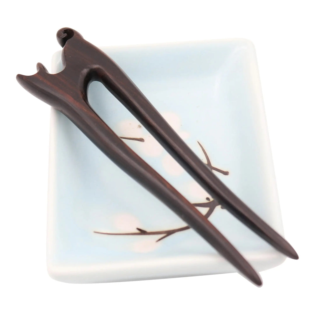 Cat - Wood Hair Fork - Japanese Hair Accessory