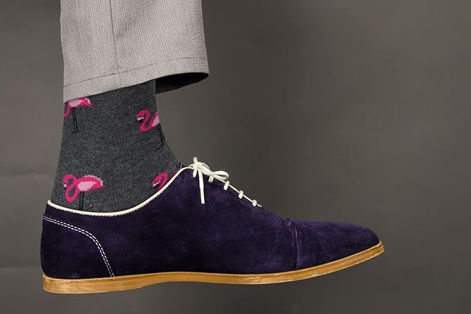 Flamingo (Grey) Socks - Comfy Cotton for Men & Women