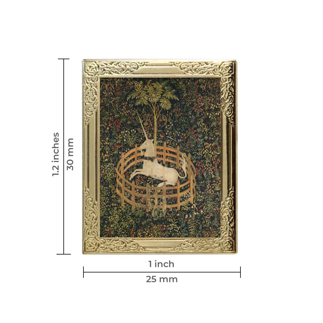 The Unicorn Rests in a Garden Art Frame Pin - Museum Souvenir Fine Art Lapel Pin