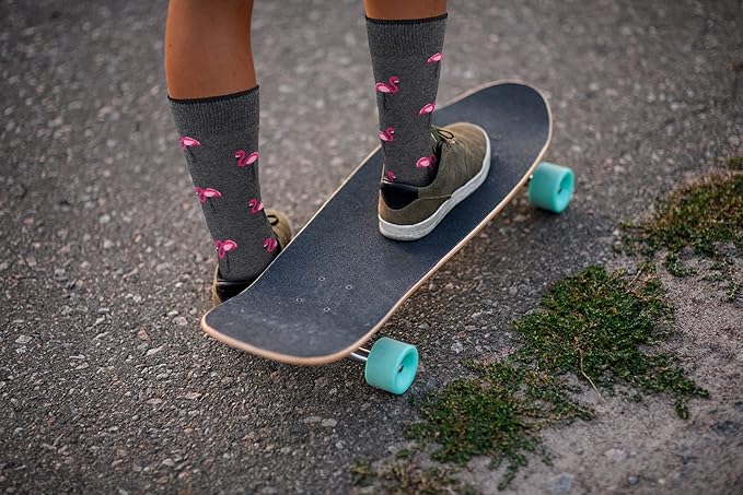 Flamingo (Grey) Socks - Comfy Cotton for Men & Women