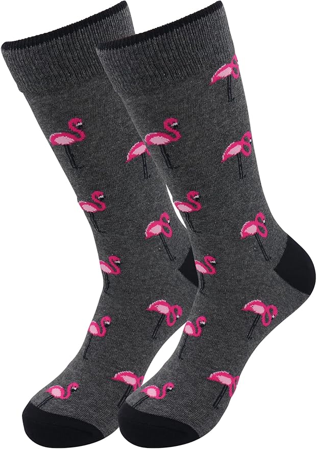 Flamingo (Grey) Socks - Comfy Cotton for Men & Women