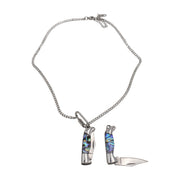 Abalone Shell Folding Knife Pendant Necklace