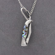 Abalone Shell Folding Knife Pendant Necklace