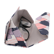 Abstract Mountain Foldable Eyeglass Case – Modern Landscape Vegan Leather Folding Hard Shell Case