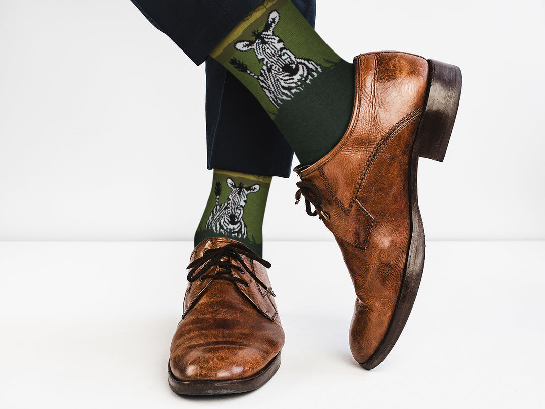 Zebra in Grass Socks - Comfy Cotton for Men & Women