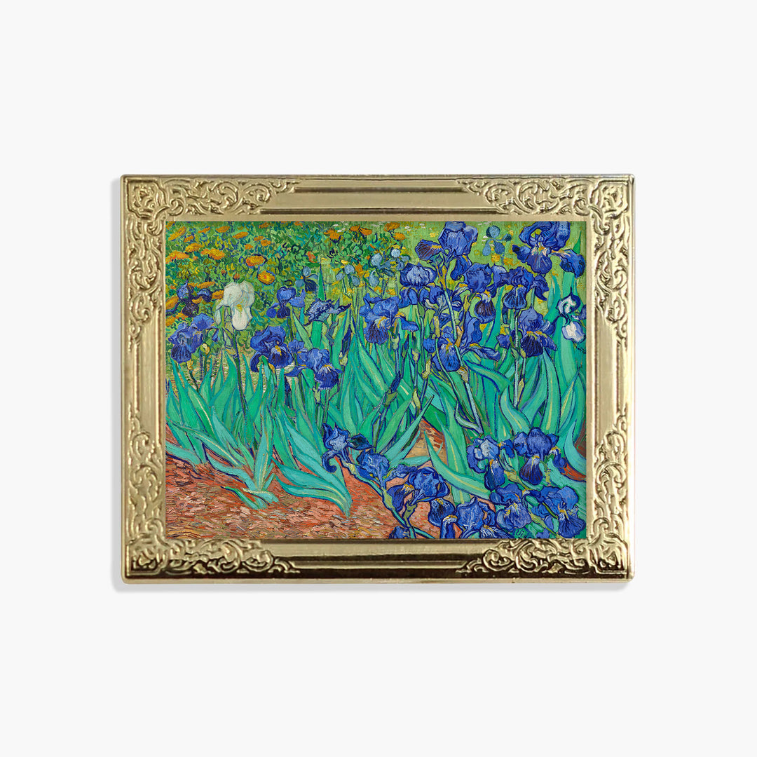 Art Frame Enamel Lapel Paint Pin - Irises (1889) By Vincent van Gogh