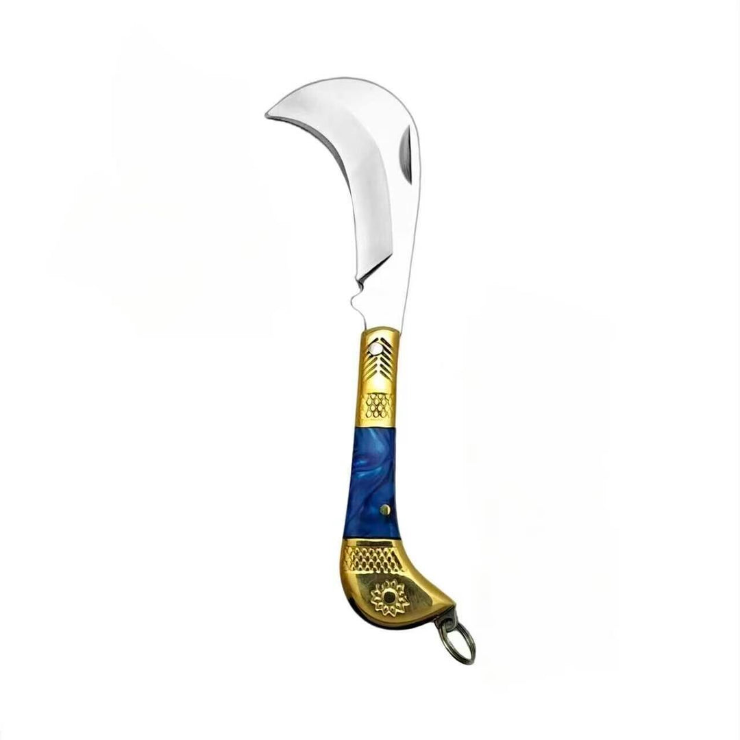 Blue & Gold Curved Blade Mini Pocket Knife