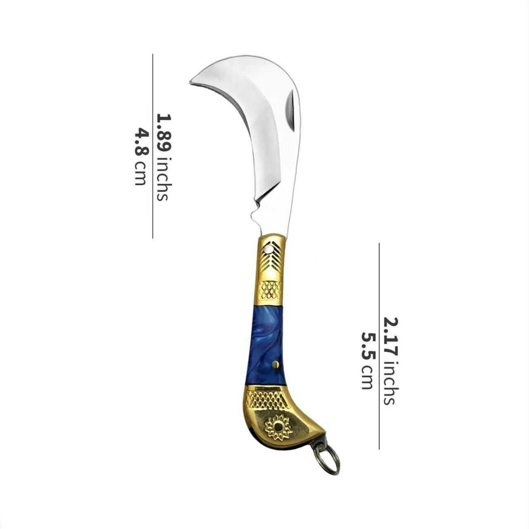 Blue & Gold Curved Blade Mini Pocket Knife