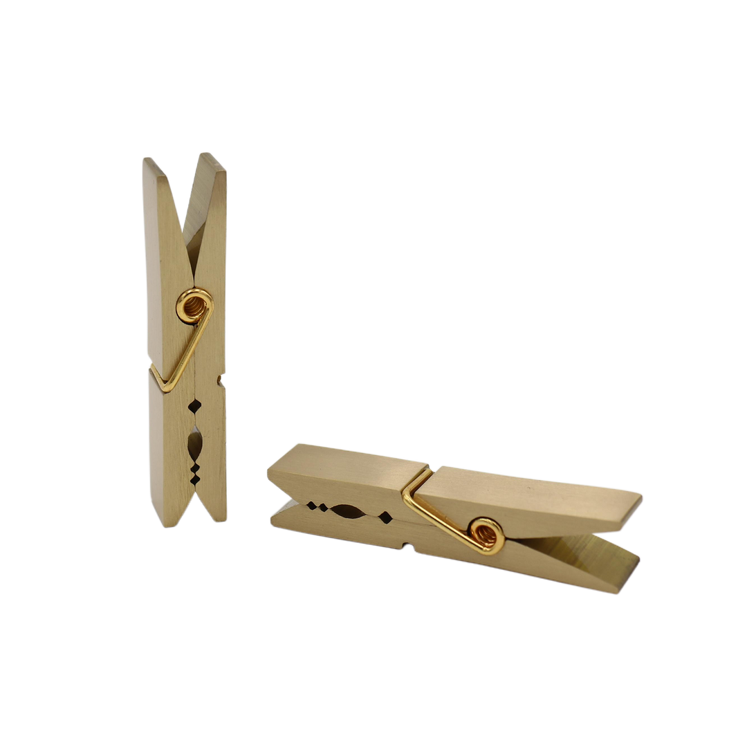 Brass Clothespin Clip – Minimalist Gold Metal Spring Clip