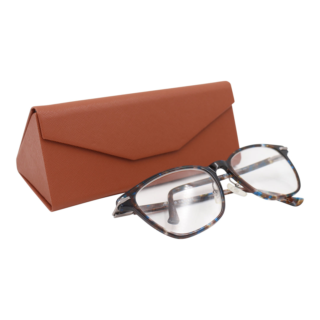 Brown Glasses Case - Vegan Leather Folding Hard Shell Case