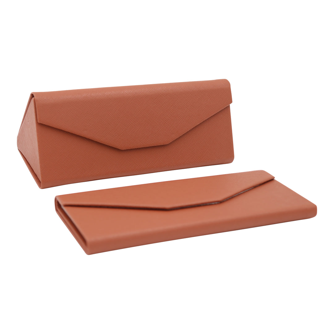 Brown Glasses Case - Vegan Leather Folding Hard Shell Case