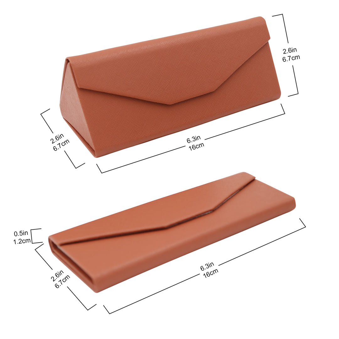 Brown Glasses Case - Vegan Leather Folding Hard Shell Case