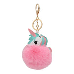 Load image into Gallery viewer, Fuzzy Unicorn Keychain - Cute Animal Faux Fur Fluffy Fuzzy Pom Pom Keychain
