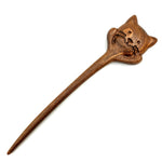 Load image into Gallery viewer, Wood Hair Stick - Japanese Hair Accessory (Cat, Light Wood)
