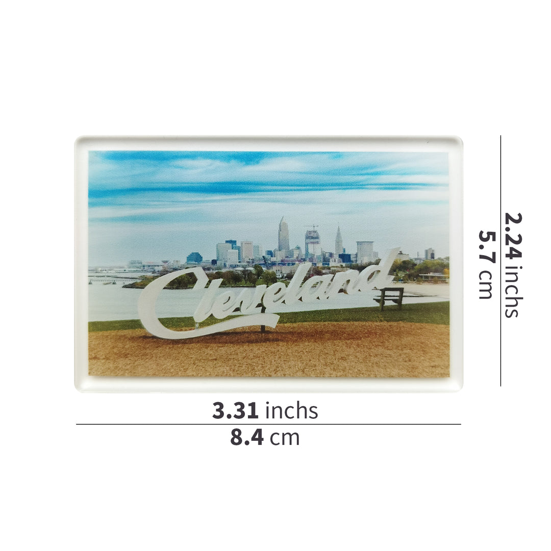 Cleveland Skyline Acrylic Magnet – Cleveland, Ohio Souvenir