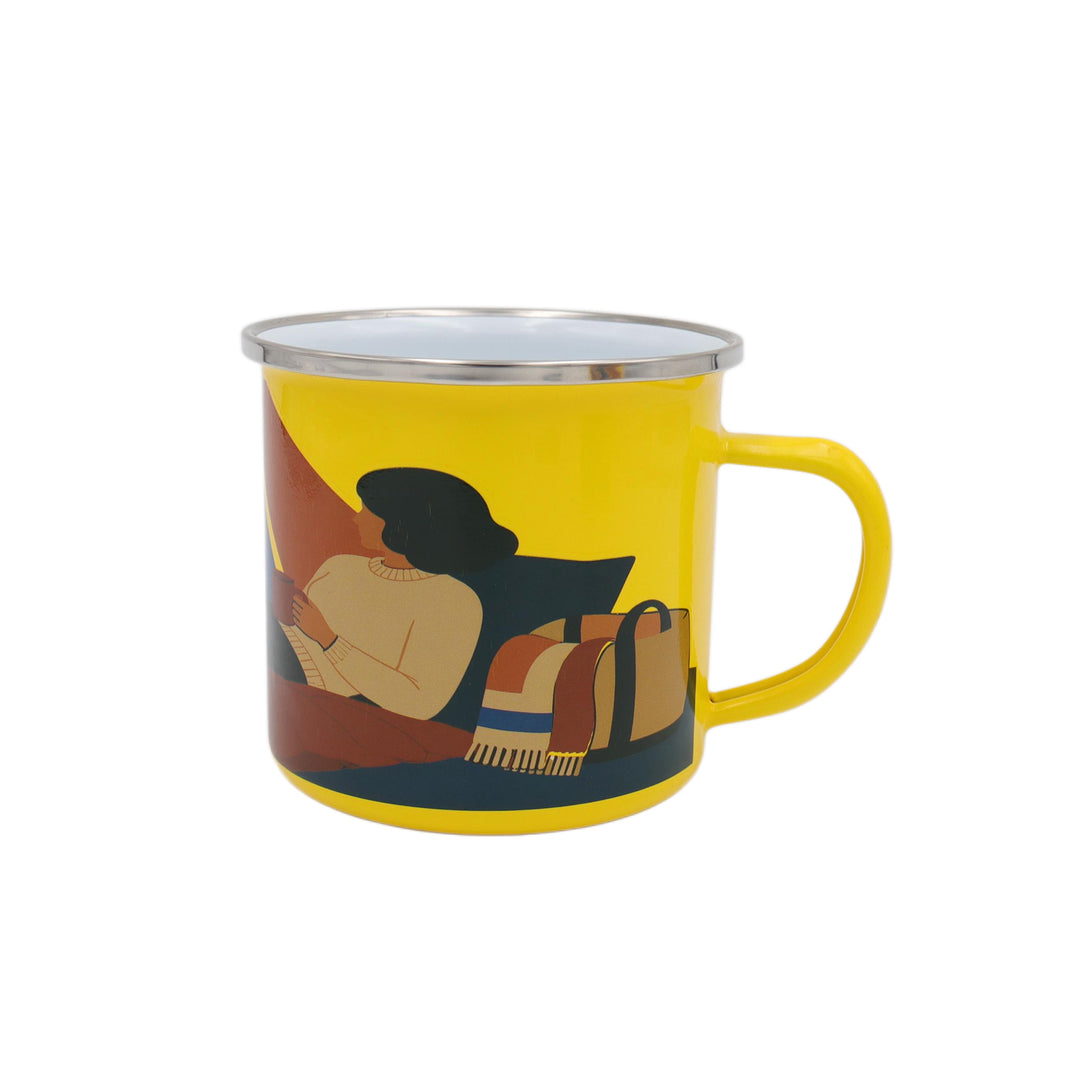 Cozy Camping 300ml Enamel Mug – Outdoor Adventure Design