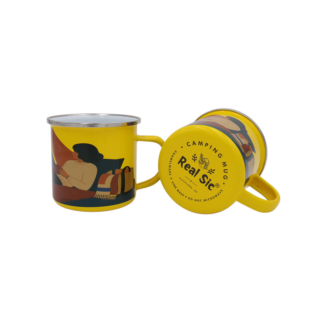 Cozy Camping 300ml Enamel Mug – Outdoor Adventure Design