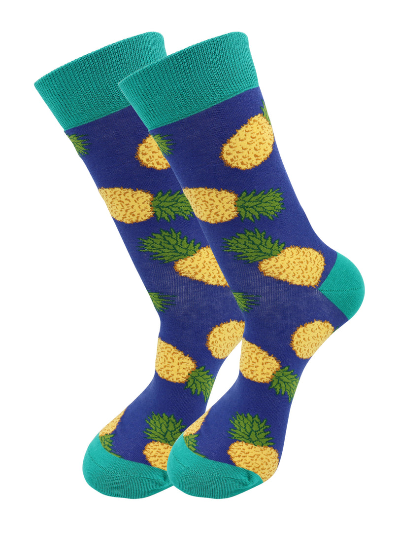 Pineapples (Royal Blue) Socks - Comfy Cotton for Men & Women