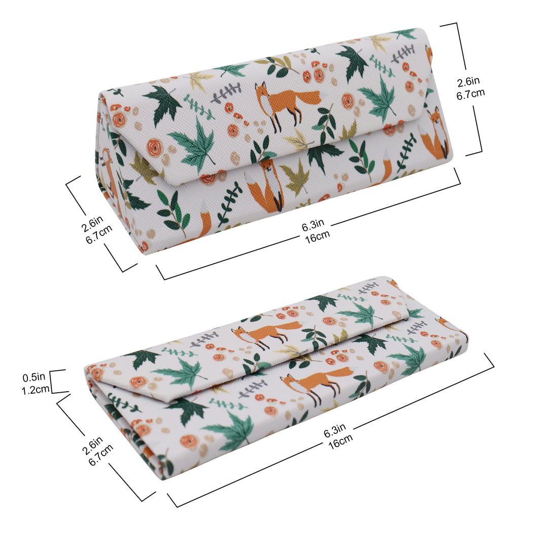 Fox Print Glasses Case - Vegan Leather Magic Folding Hardcase