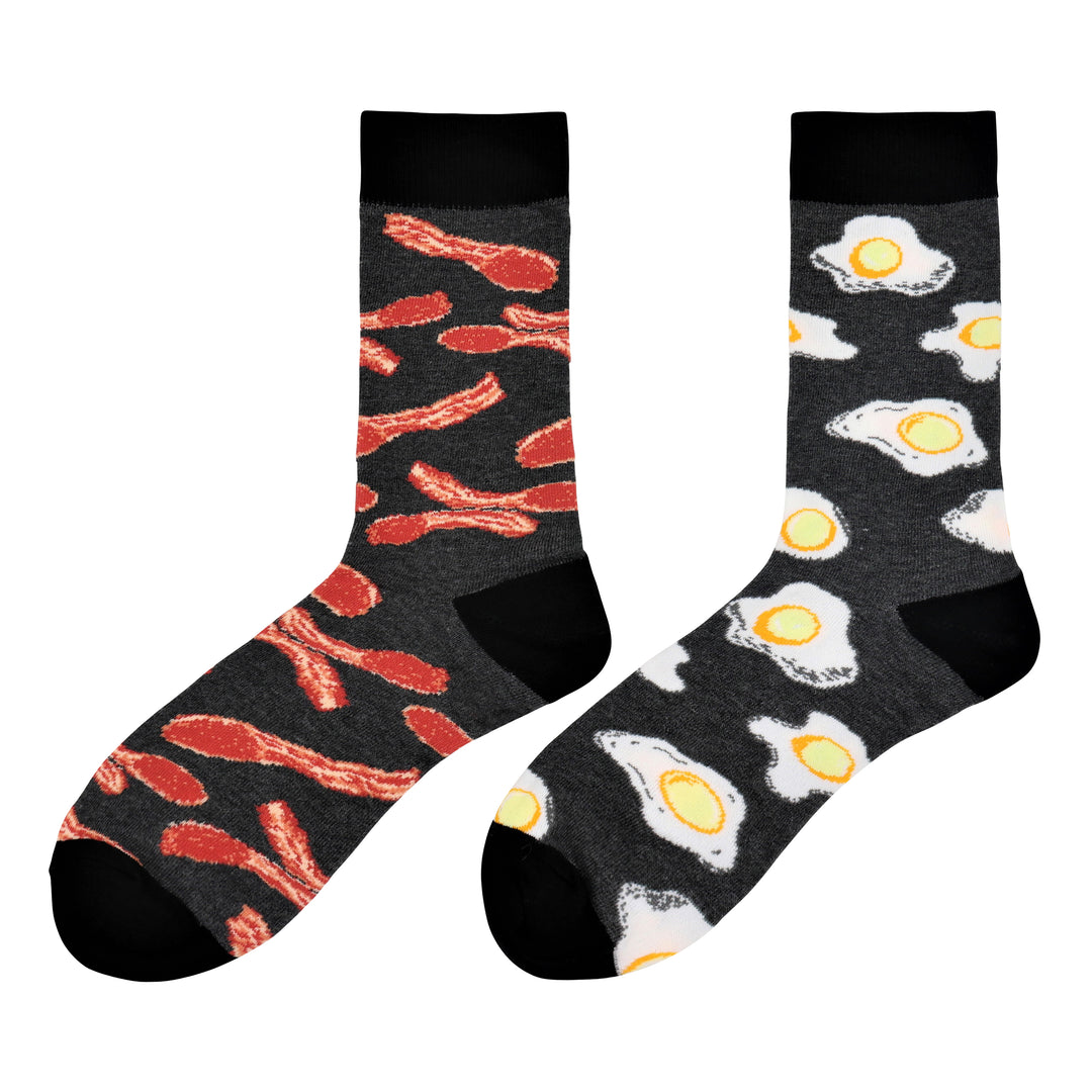 Bacon & Egg Mismatch Socks - Comfy Cotton for Men & Women