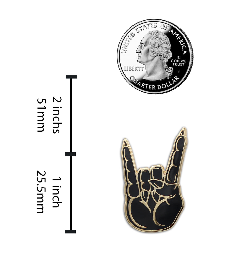 Hail Satan Horns Pin - Rock / Heavy Metal Hand Symbol Enamel Pin