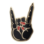 Load image into Gallery viewer, Hail Satan Horns Pin - Rock / Heavy Metal Hand Symbol Enamel Pin