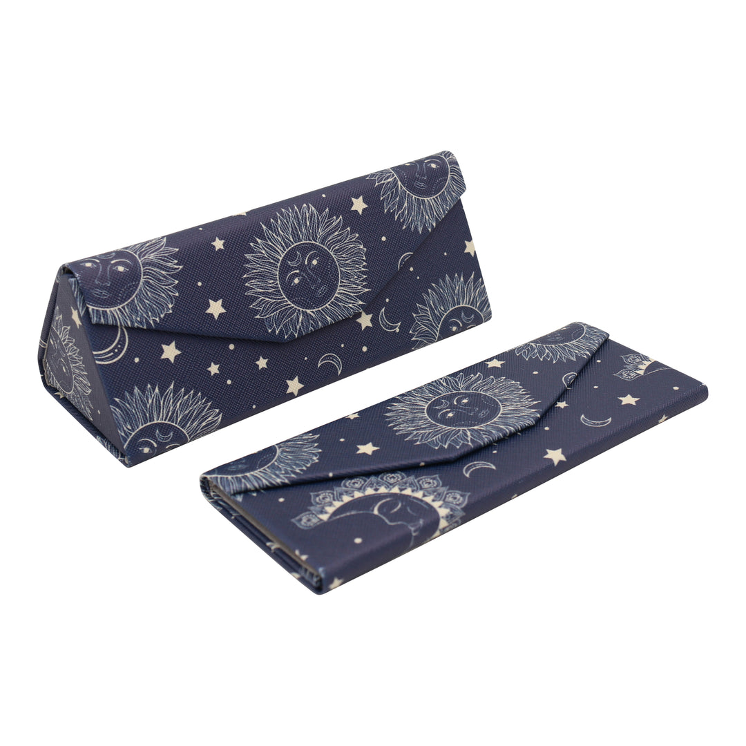 Sun, Moon & Stars Print Glasses Case - Vegan Leather Magic Folding Hardcase