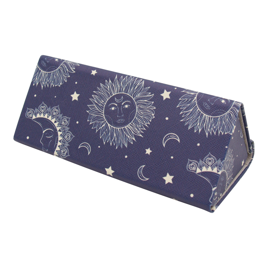 Sun, Moon & Stars Print Glasses Case - Vegan Leather Magic Folding Hardcase