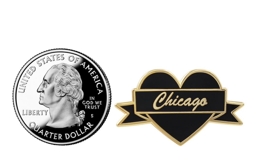 I Heart Chicago – Black &amp; Gold City Pin