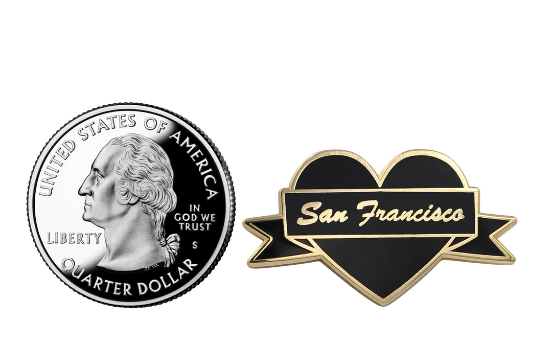 I Heart San Francisco – Black &amp; Gold City Pin